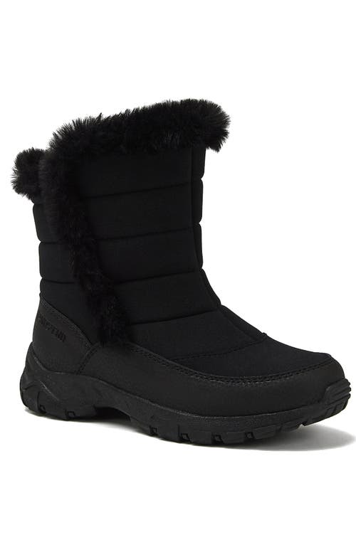 Lands' End Kids Expedition Faux Fur Waterproof Puffer Snow Boots In Black
