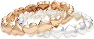 Open Edit Set of 2 Puffy Heart Stretch Bracelets