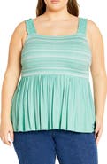 City Chic Danni Embroidered Peplum Tank