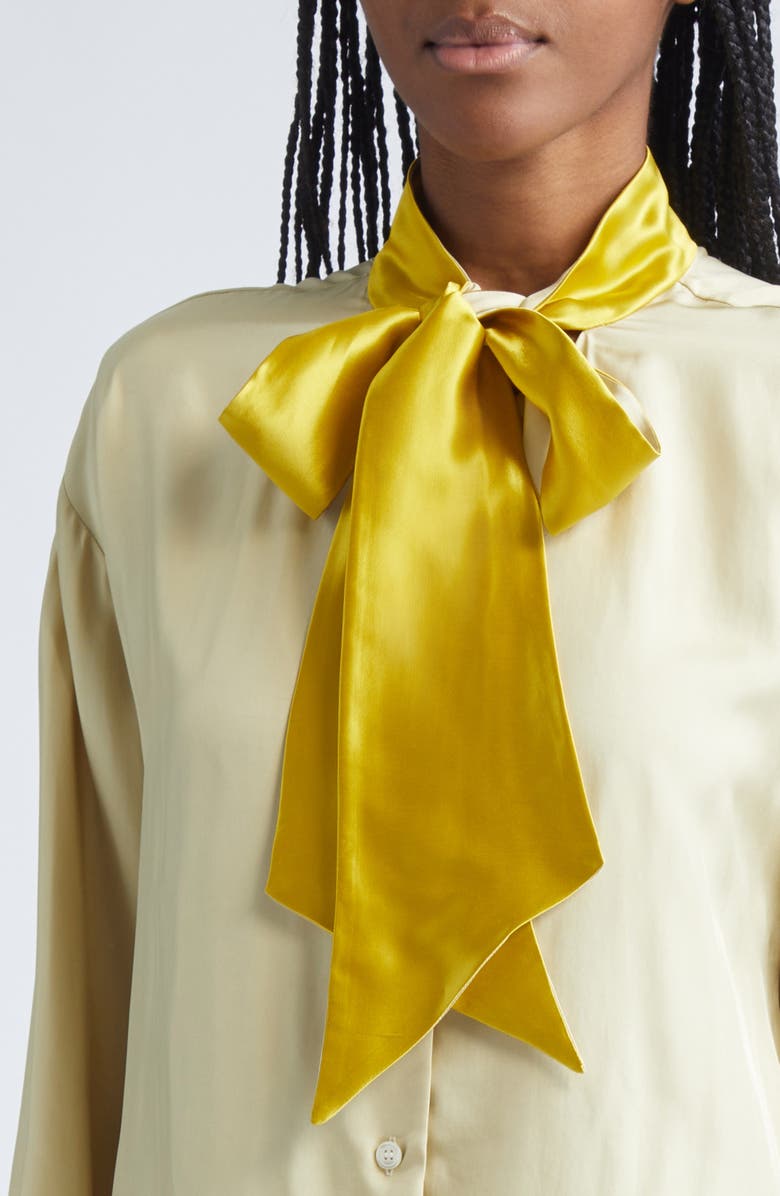 Marni Boxy Fit Button-Up with Scarf, Alternate, color, Pearl