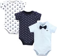 Hudson Baby Little Soft Cotton All-in-One Outfits, Set of 3