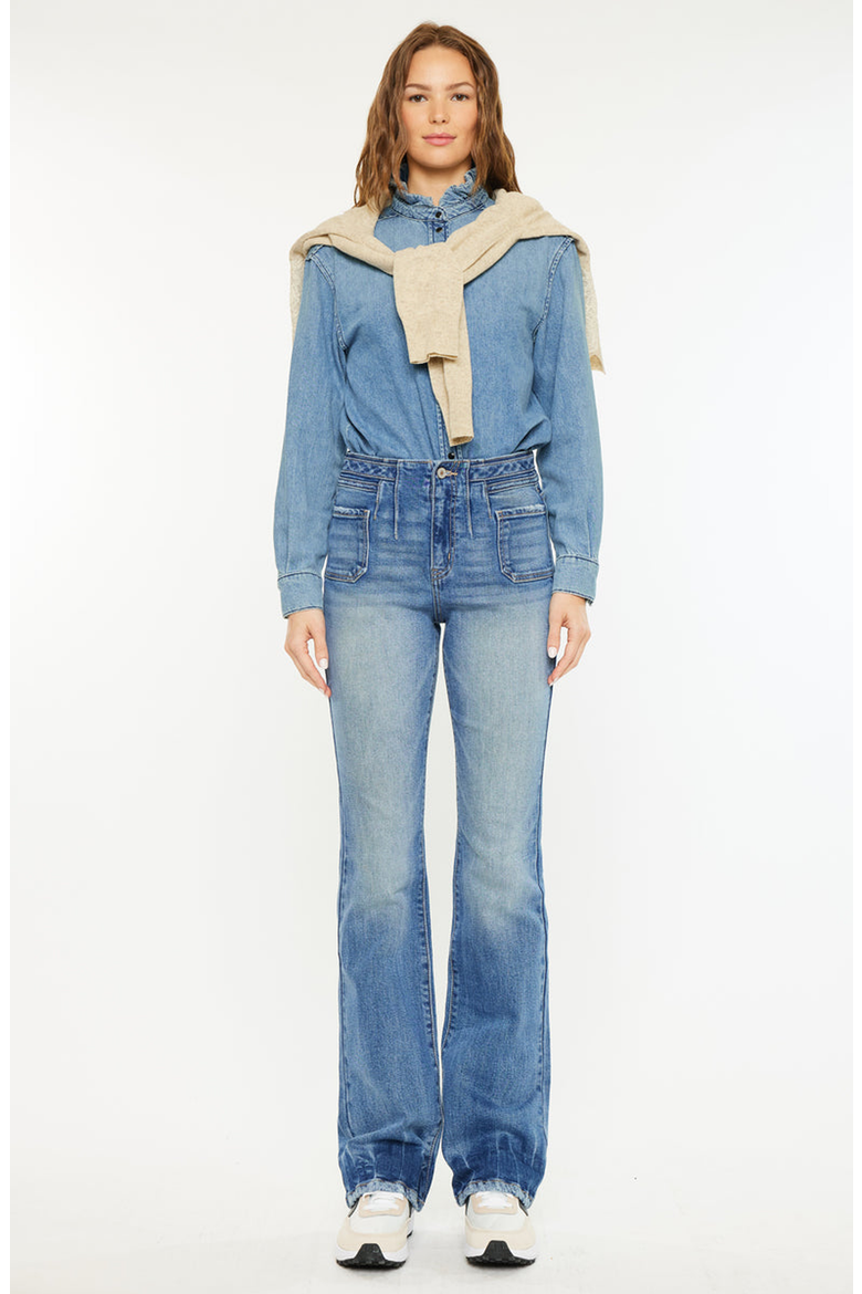 Denicee High Rise Bootcut Jeans, Main, color, Medium Wash