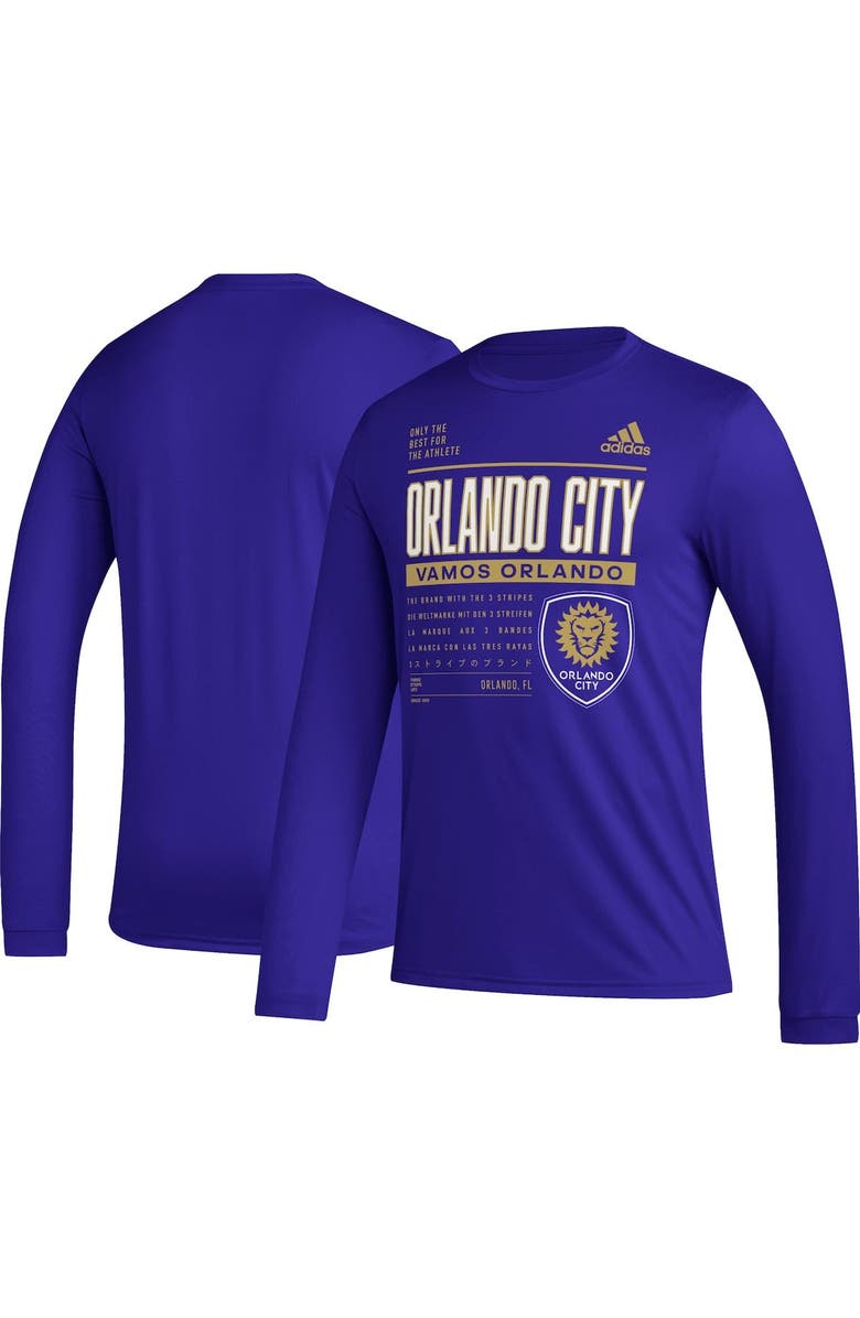 adidas Men's adidas Purple Orlando City SC Club DNA Long Sleeve AEROREADY T-Shirt, Main, color,