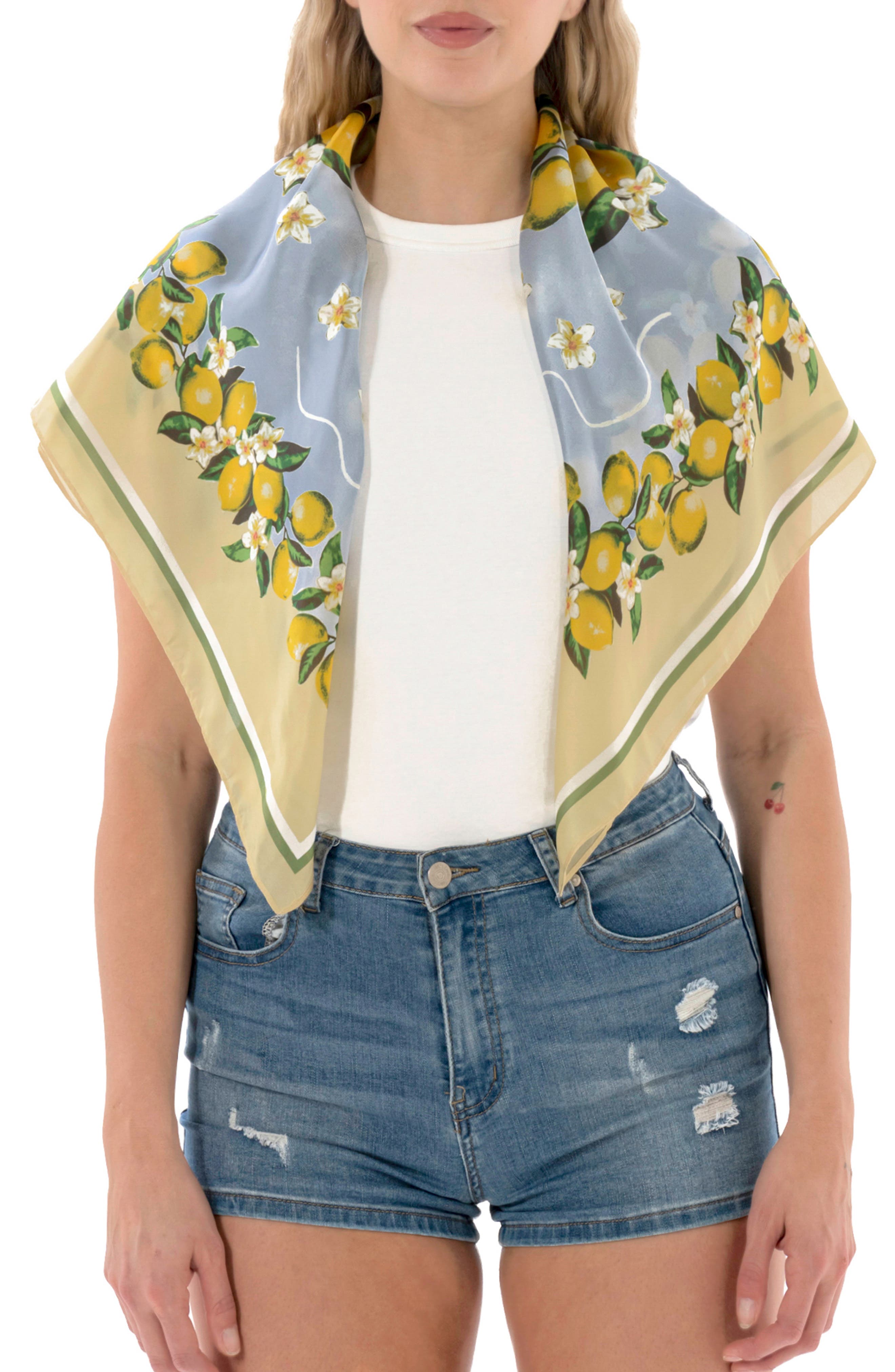 Nicole Miller Lemon Print Square Scarf