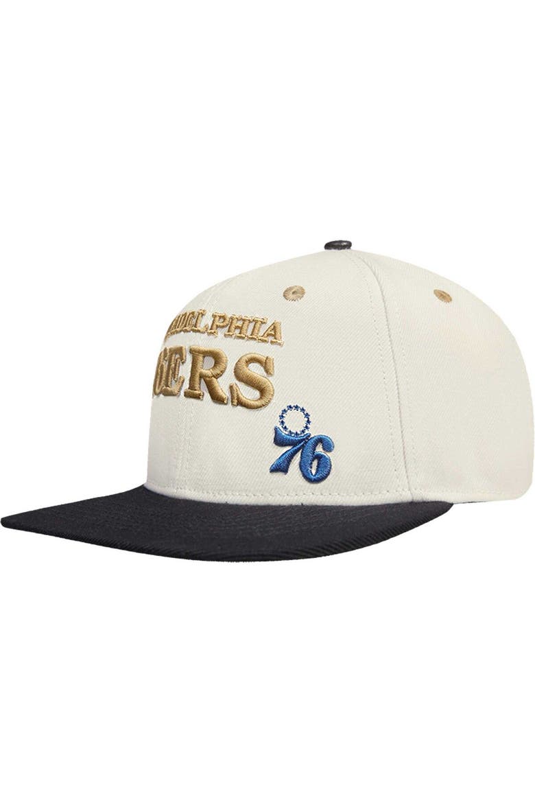 Men's Cream/Black Philadelphia 76ers Album Cover Snapback Hat, Alternate, color, Cream
