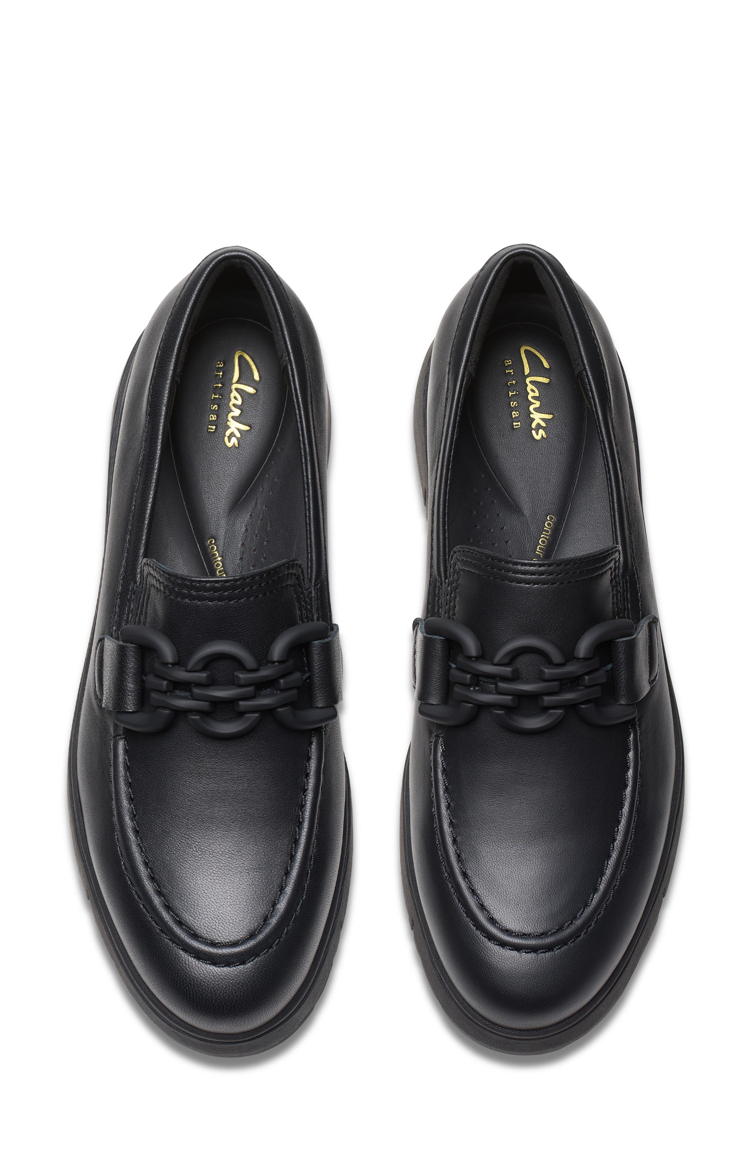 Clarks<sup>®</sup> Loriini Izzy Platform Wedge Bit Loafer, Alternate, color, Black Leather