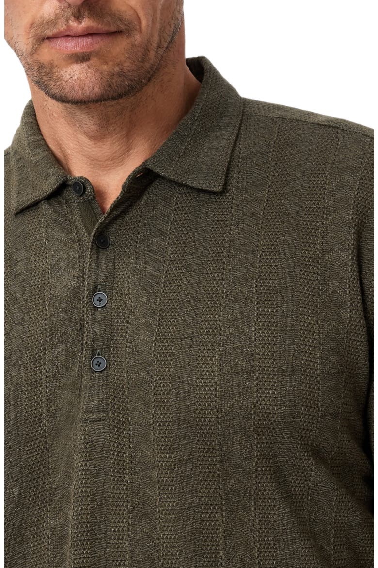 Jalen Three Color Marl Jacquard Long Sleeve Polo, Alternate, color, DARK OLIVE