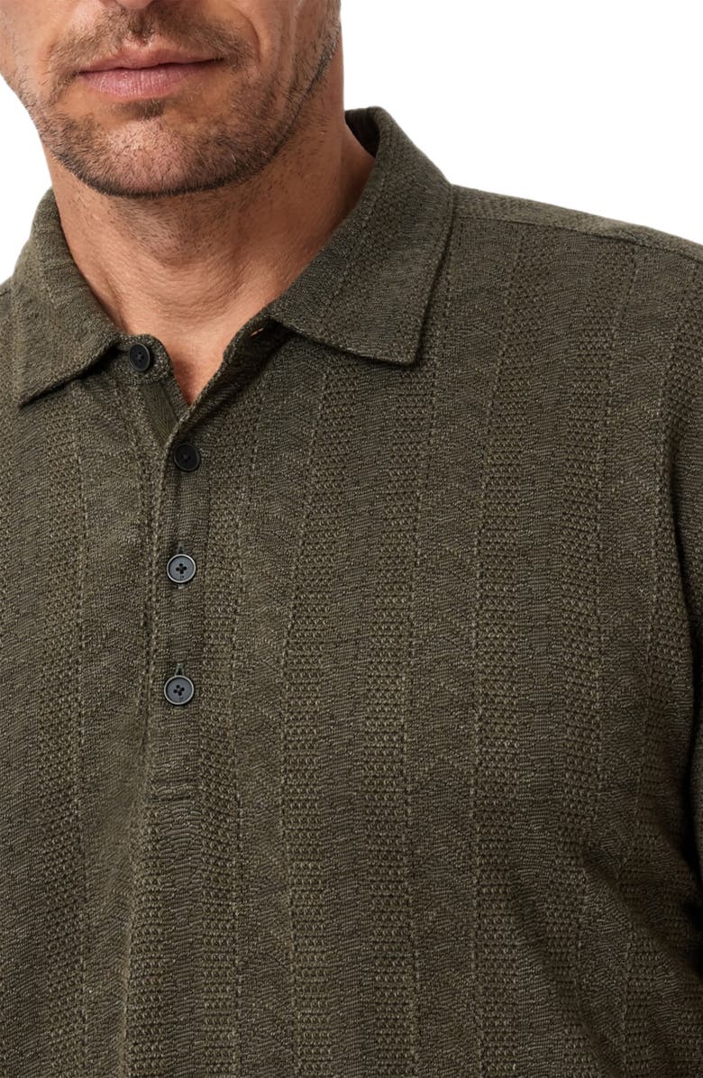 John Varvatos Jalen Three Color Marl Jacquard Long Sleeve Polo, Alternate, color, Dark Olive