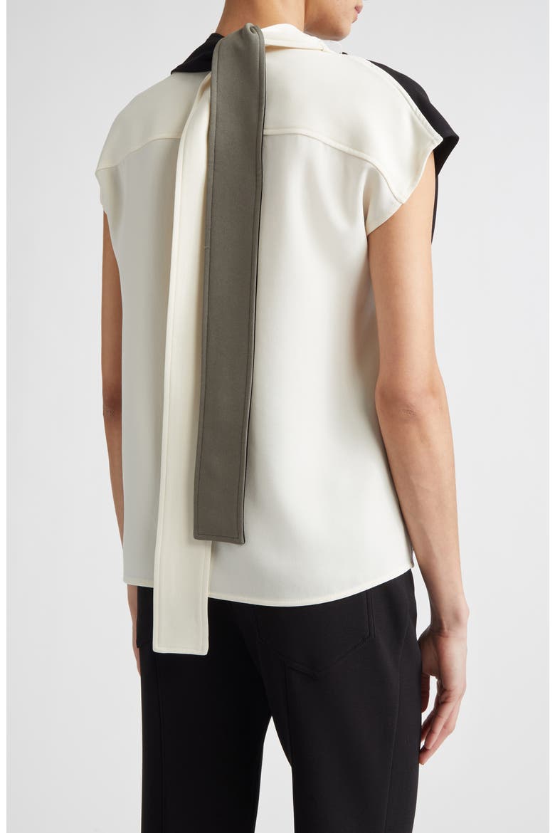 Elsa Asymmetric Double Crepe Top, Alternate, color, BLACK MULTI