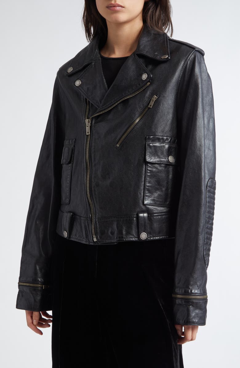 Golden Goose Journey Nevada Leather Moto Jacket, Alternate, color,