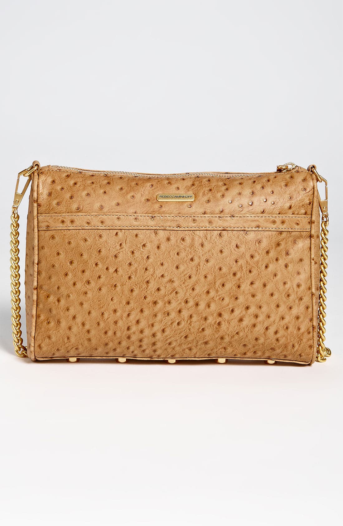 'MAC' Ostrich Embossed Shoulder Bag, Alternate, color, TAUPE OSTRICH
