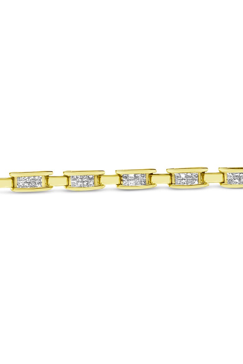 10K Yellow Gold 2.0 Ctw Invisible-Set Princess Diamond Rectangular Link Bracelet, Alternate, color, Yellow
