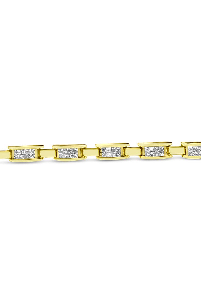 Haus of Brilliance 10K Yellow Gold 2.0 Ctw Invisible-Set Princess Diamond Rectangular Link Bracelet, Alternate, color, Yellow