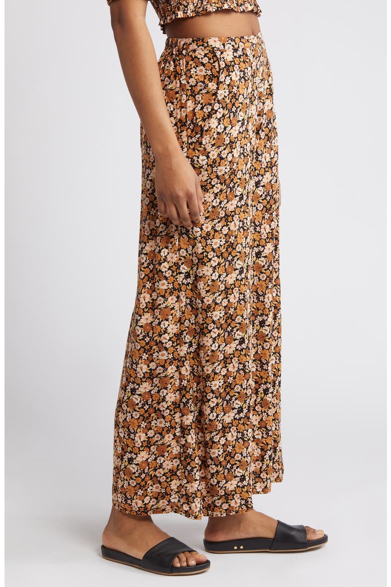 Sea of Dreams Floral Print Wide Leg Pants, Alternate, color, BROWN