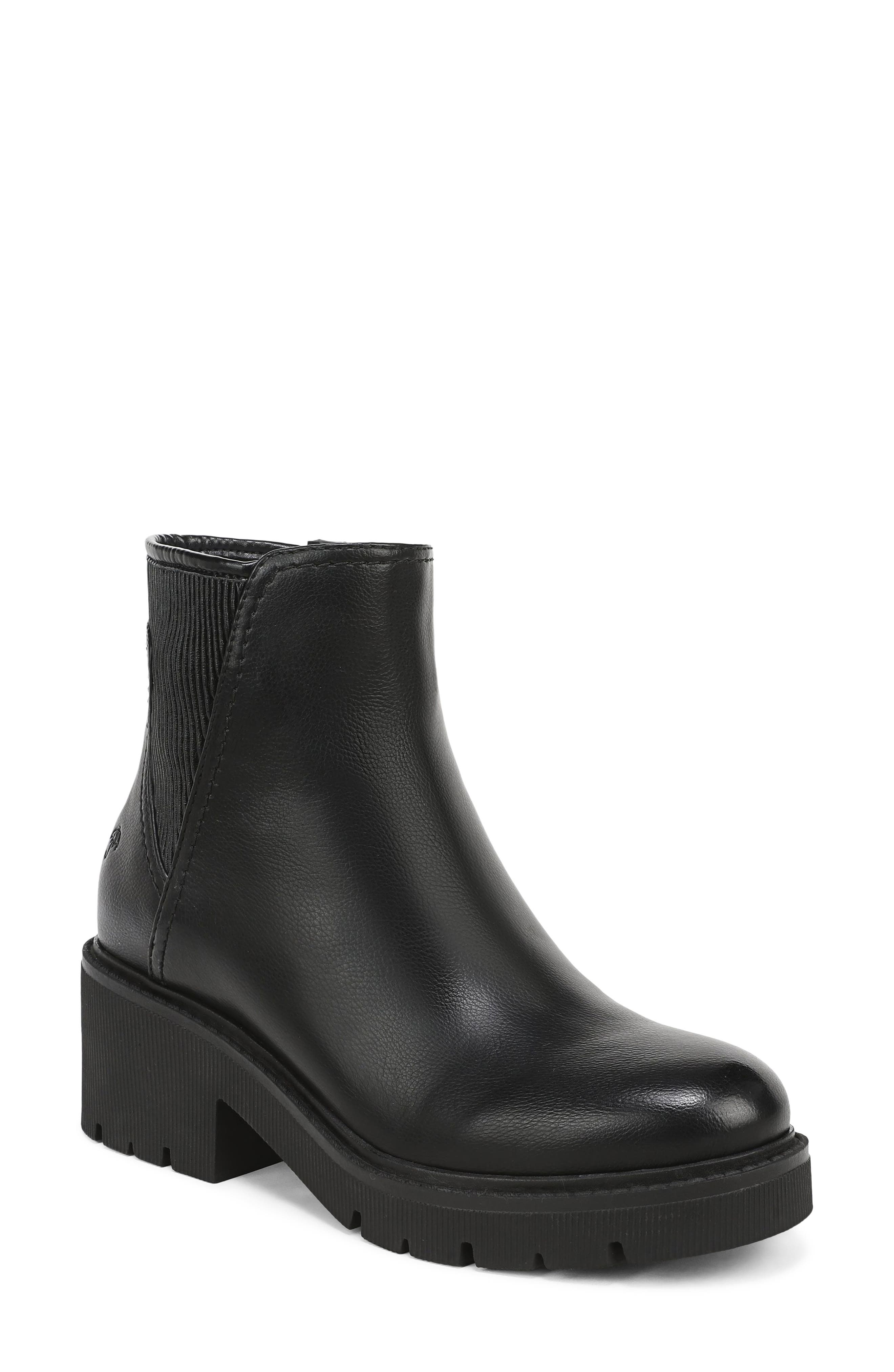 Janet Faux Leather Bootie, Main, color, BLACK EMBOSSED FAUX LEATHER