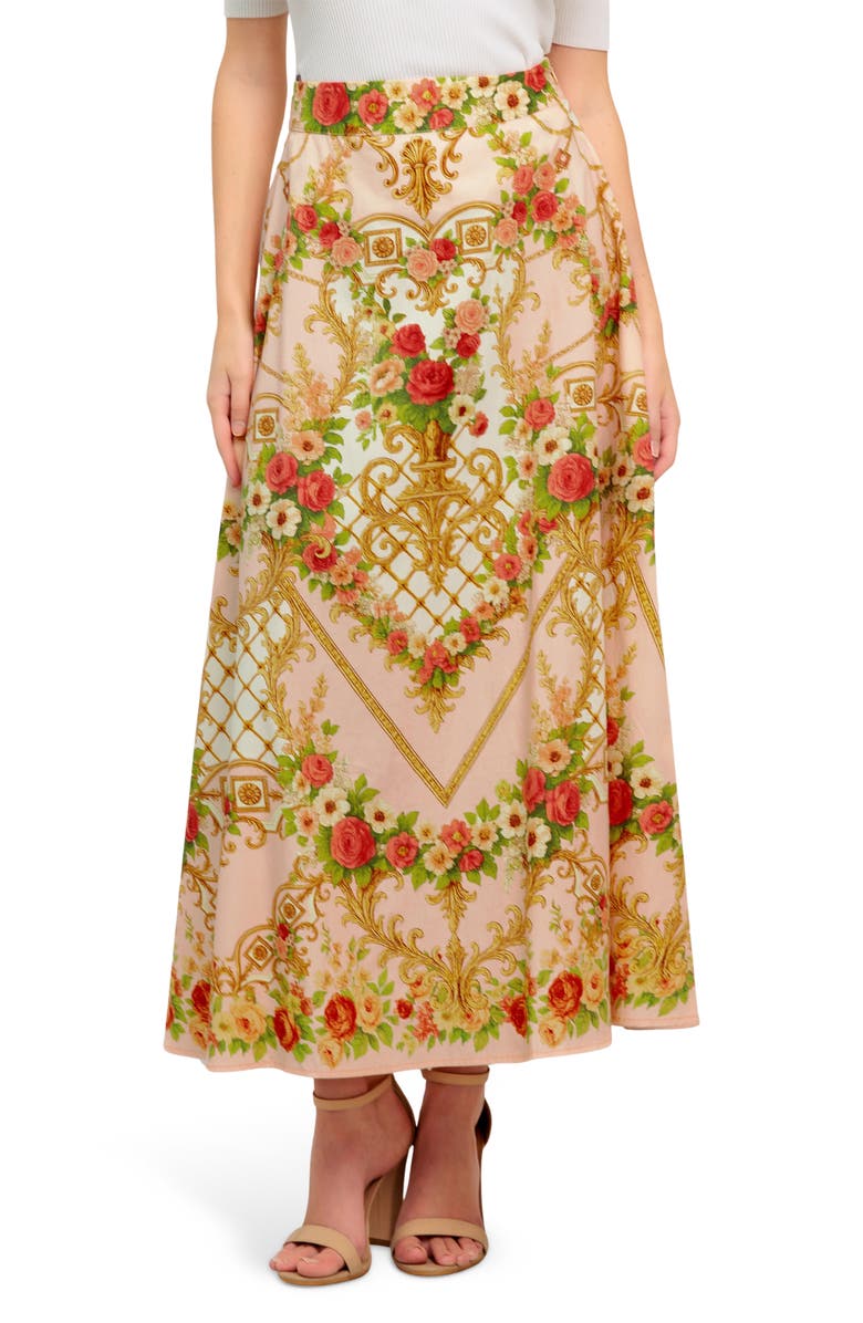 FLYING TOMATO Printed Midi Skirt, Main, color, Pink