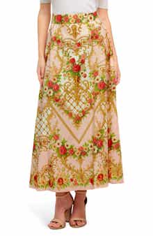 FLYING TOMATO Printed Midi Skirt