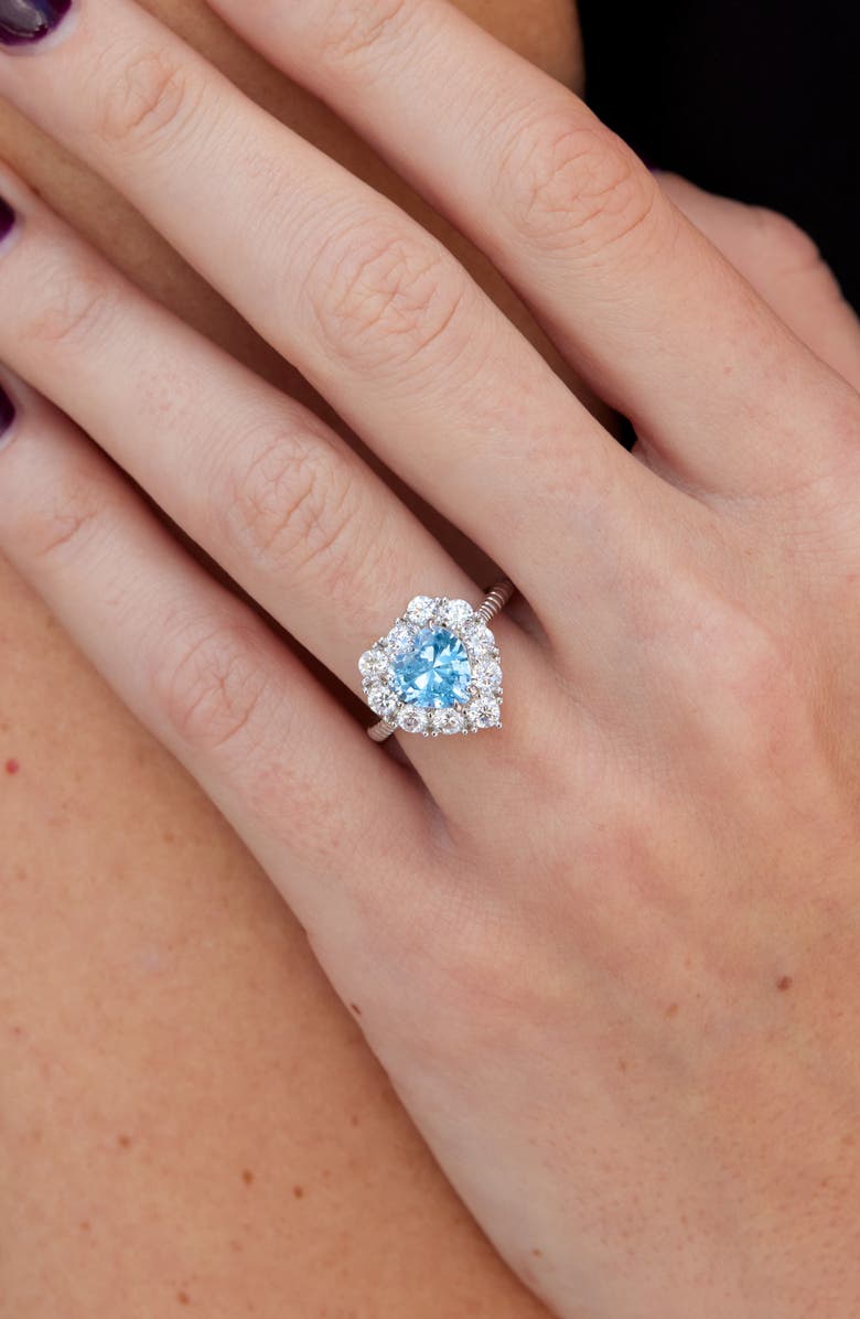 SAVVY CIE JEWELS Bold Heart CZ Statement Ring, Alternate, color, Silver