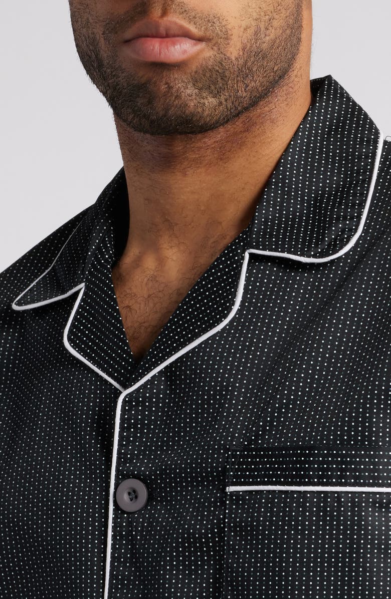 Majestic International Revival Microdot Cotton Sateen Pajamas, Alternate, color, Black Dot