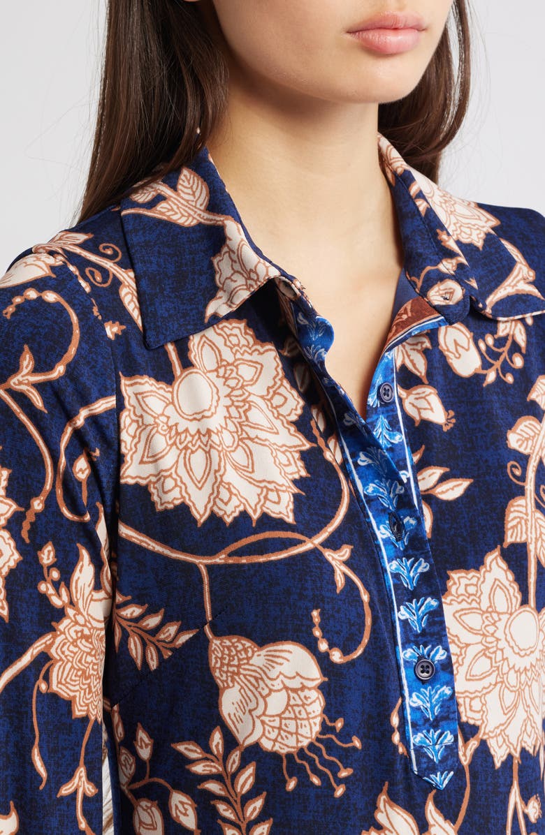 Julia Jordan Floral Print Long Sleeve Dress, Alternate, color, Navy Multi