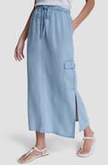 DKNY Jeans Chambray Cargo Maxi Skirt