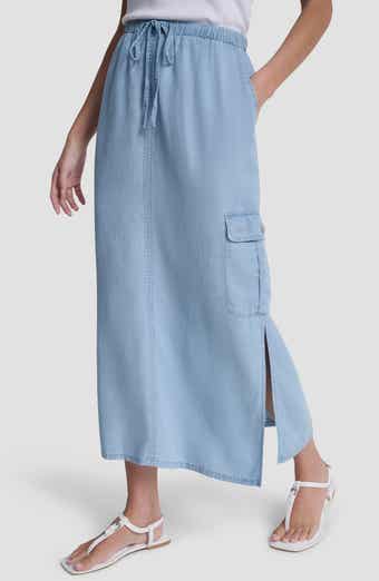 DKNY Jeans Chambray Cargo Maxi Skirt