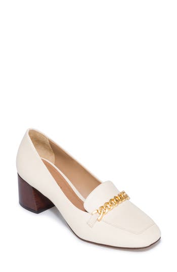 Bernardo Footwear Avery Heeled Chain Loafer In White