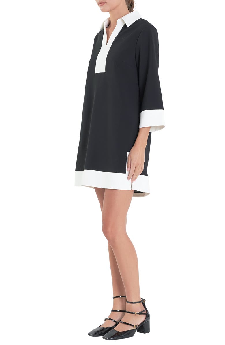 English Factory Contrast Trim Mini Shirtdress, Alternate, color, 