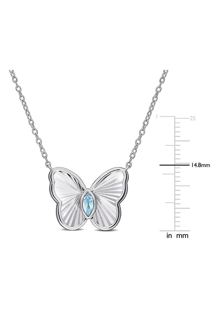 Marquise Cut Created Alexandrite Butterfly Pendant Necklace, Alternate, color, BLUE