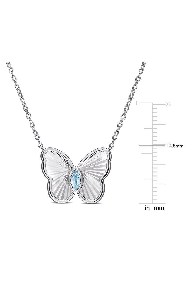 DELMAR Marquise Cut Created Alexandrite Butterfly Pendant Necklace, Alternate, color, Blue