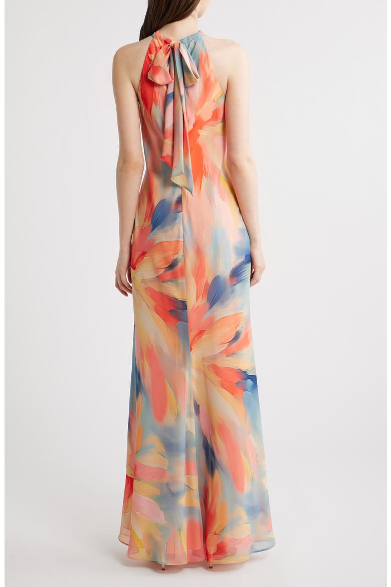 Sleeveless Chiffon Dress, Alternate, color, CORAL MULTI