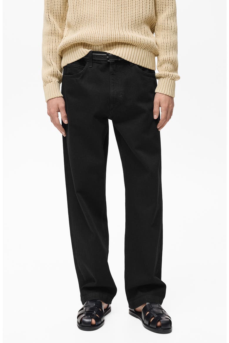 Mid Rise Relaxed Straight Leg Jeans, Main, color, BLACK DENIM