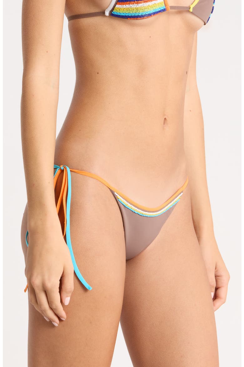 Beaded Side Tie Bikini Bottoms, Alternate, color, MULTI