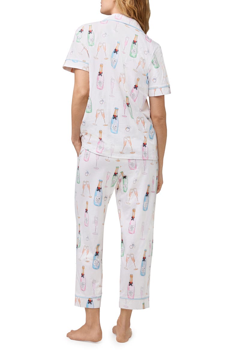 Print Crop Organic Cotton Knit Pajamas, Alternate, color, CHAMPAGNE WEDDING