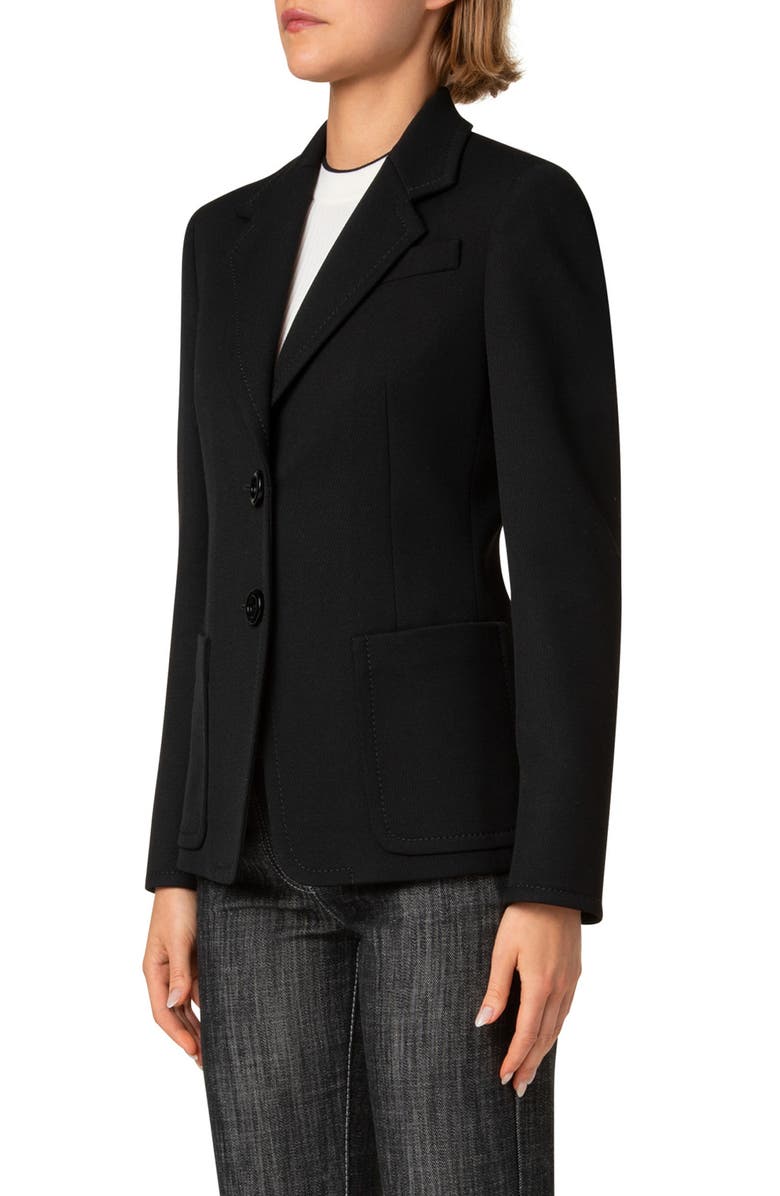 Akris punto Virgin Wool Tricotine Blazer, Alternate, color, Black