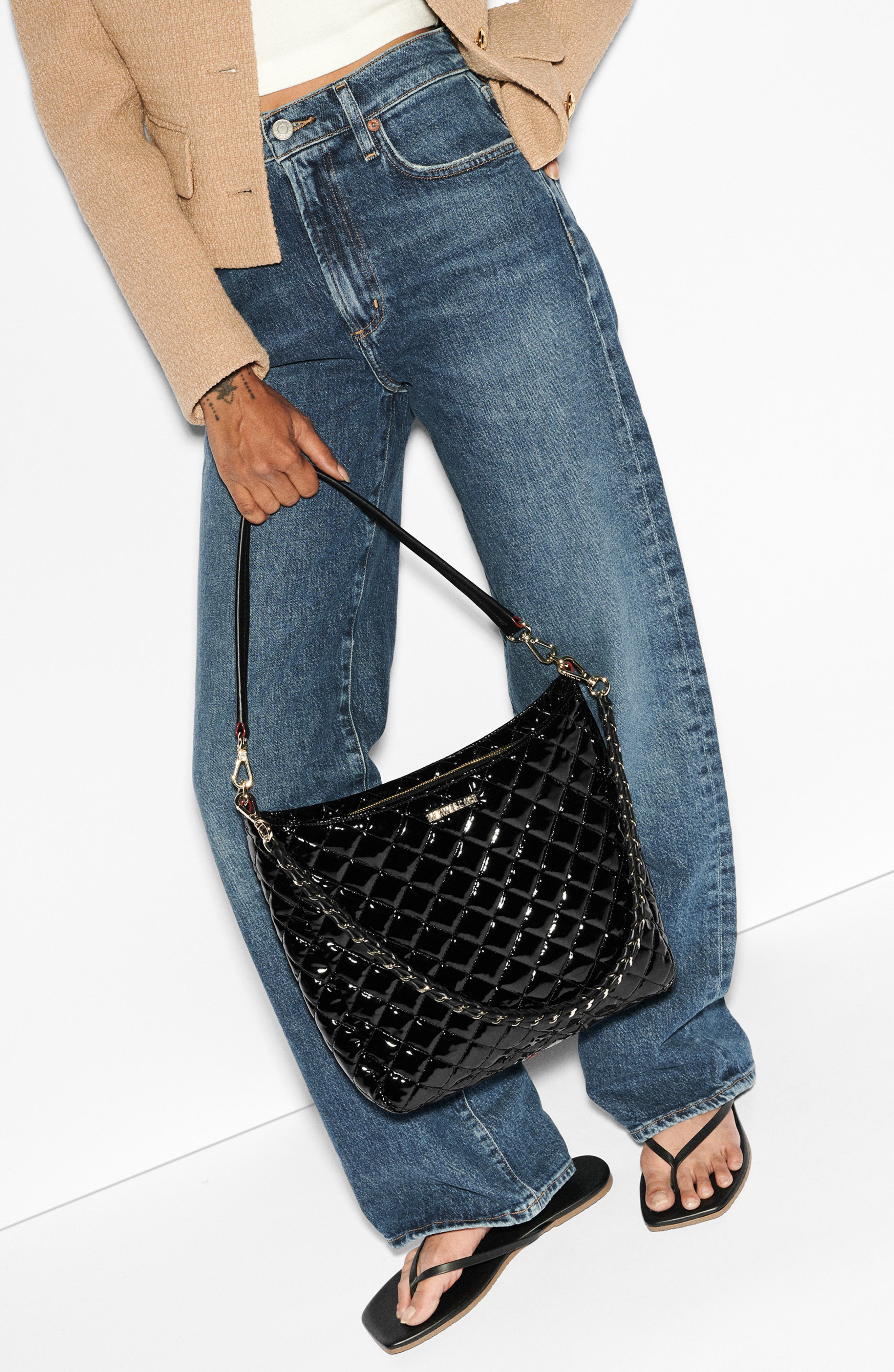 MZ Wallace Crosby Quilted Nylon Hobo Bag, Alternate, color, 