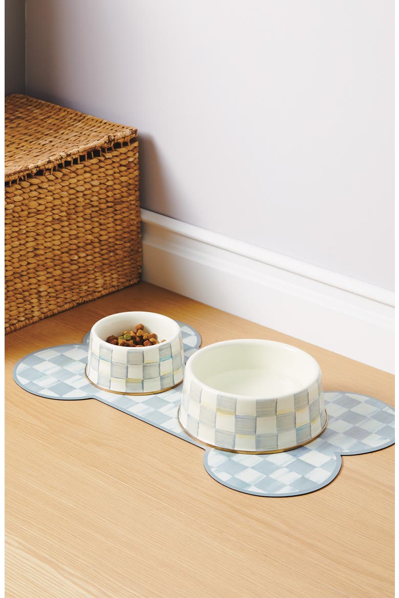 Large Sterling Check Pet Dish, Alternate, color, STERLING