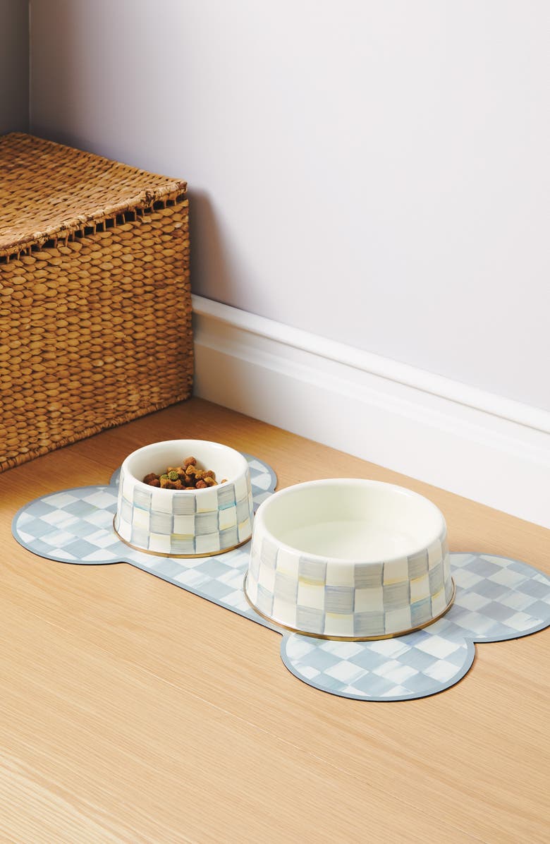 MACKENZIE CHILDS Large Sterling Check Pet Dish, Alternate, color, Sterling