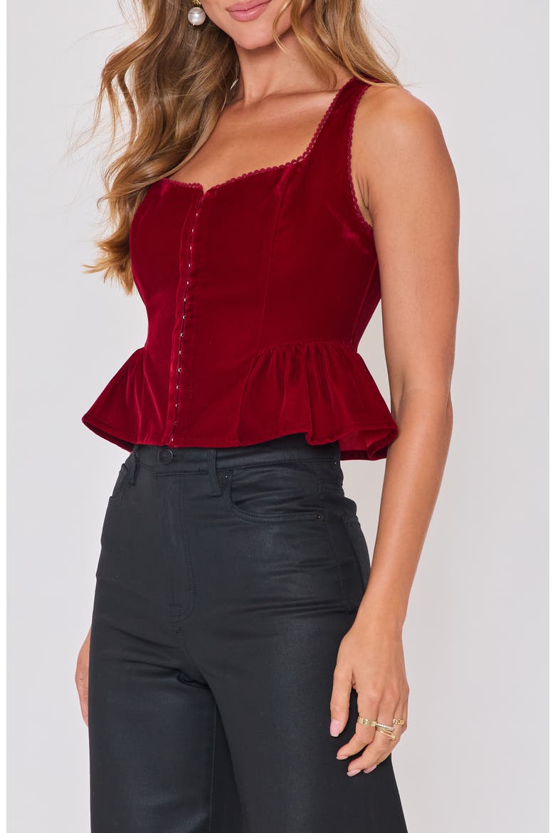 Velvet Peplum Top, Alternate, color, BURGUNDY