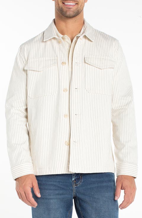 Pinstripe Flap Pocket Denim Overshirt