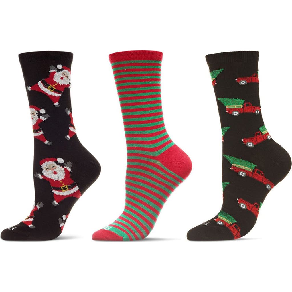 Memoi Christmas Assorted 3-pack Crew Socks In Multi