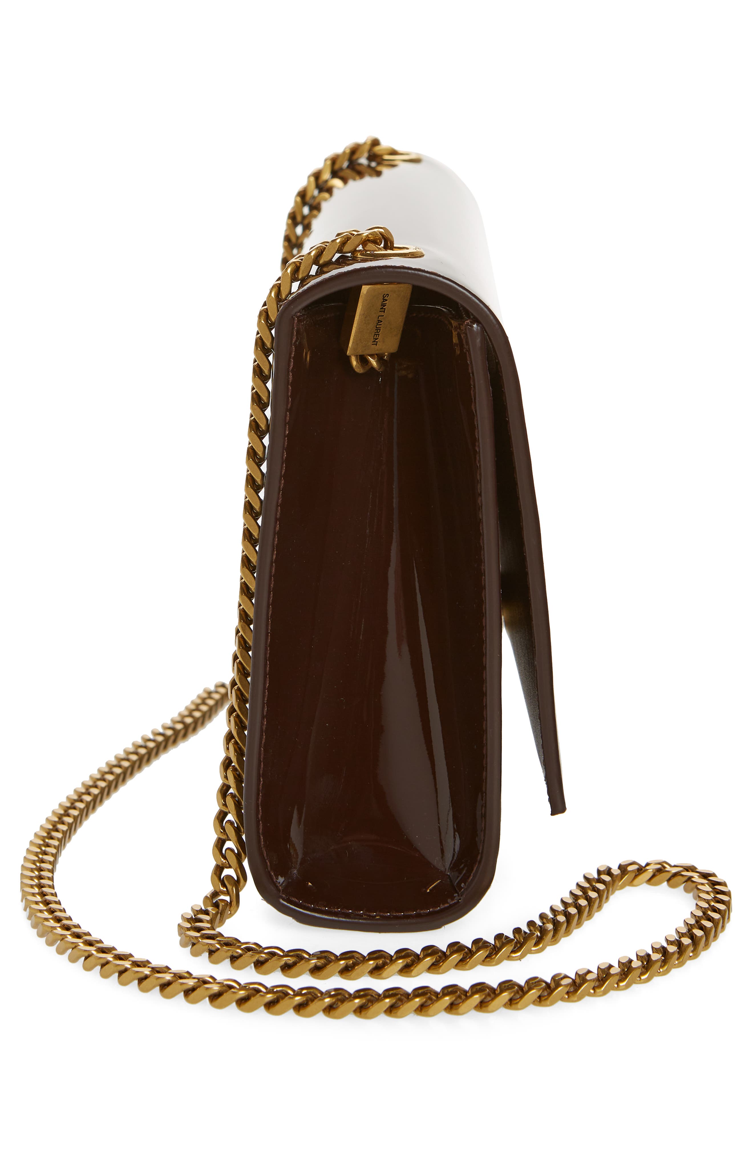 Saint Laurent Medium Kate Patent Leather Chain Shoulder Bag, Alternate, color, 