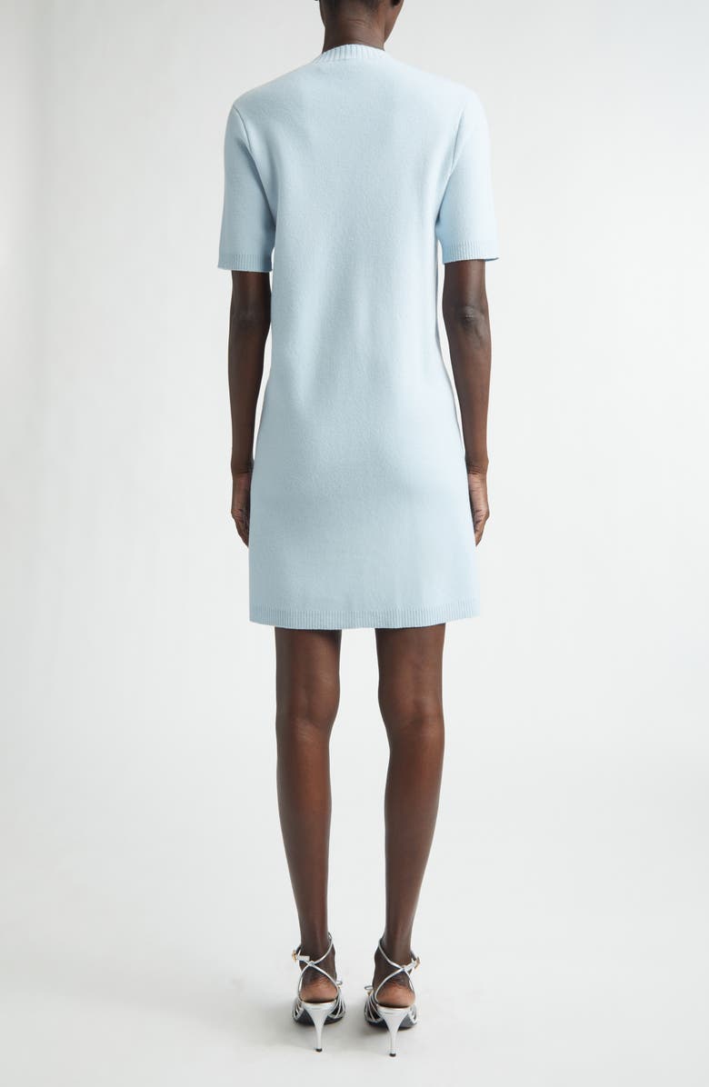Versace Medusa Short Sleeve Virgin Wool & Cashmere Sweater Dress, Alternate, color, Pastel Blue