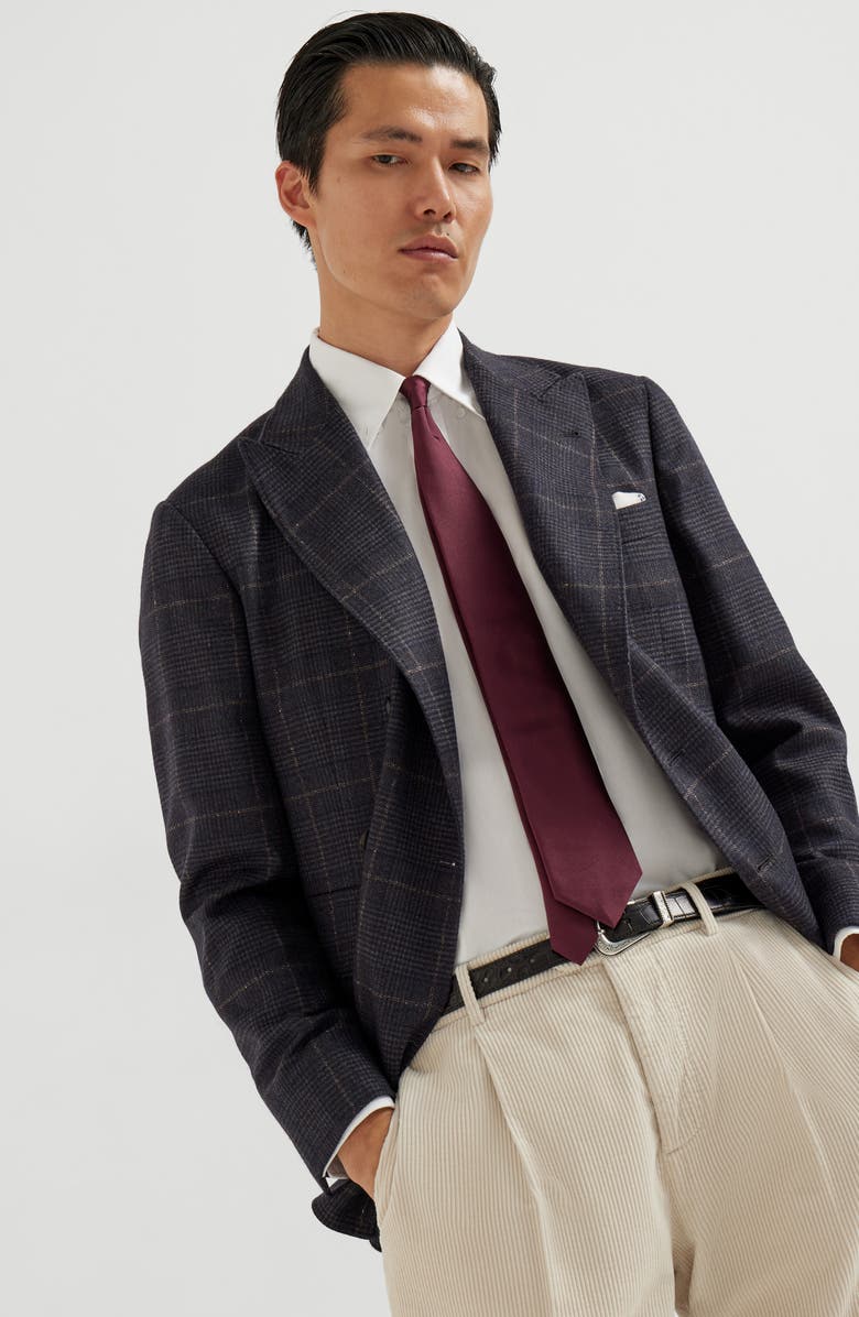 Brunello Cucinelli Prince of Wales deconstructed blazer, Alternate, color, Anthracite