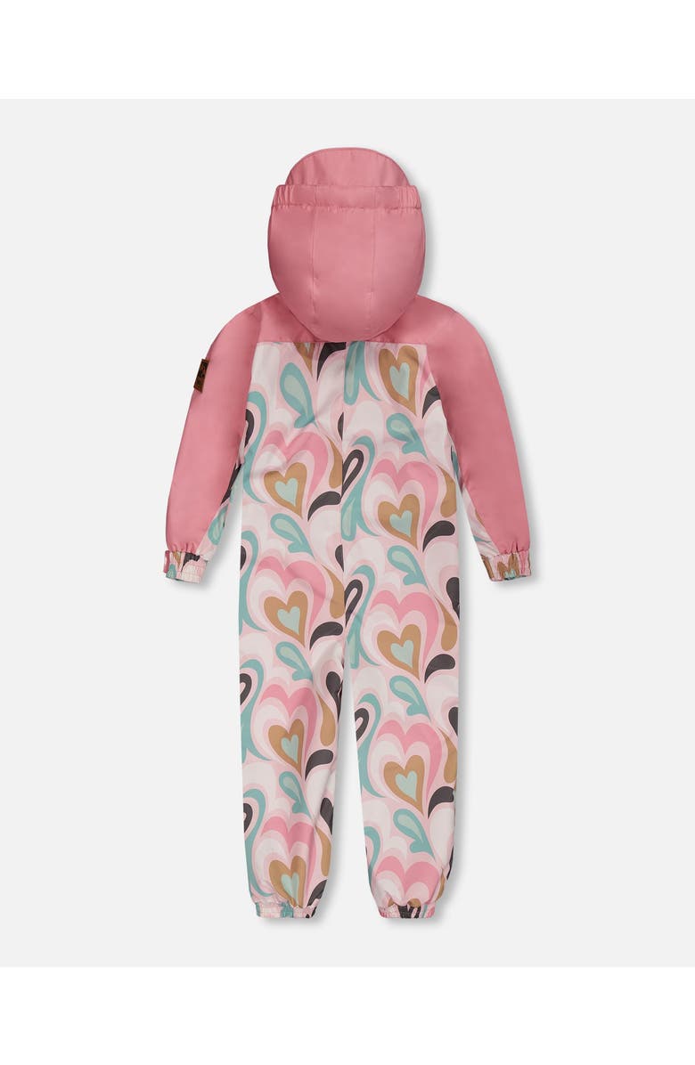 Deux par Deux Kids Unisex Printed Mid-Season One-Piece Outerwear Light Pink With Hearts, Alternate, color,