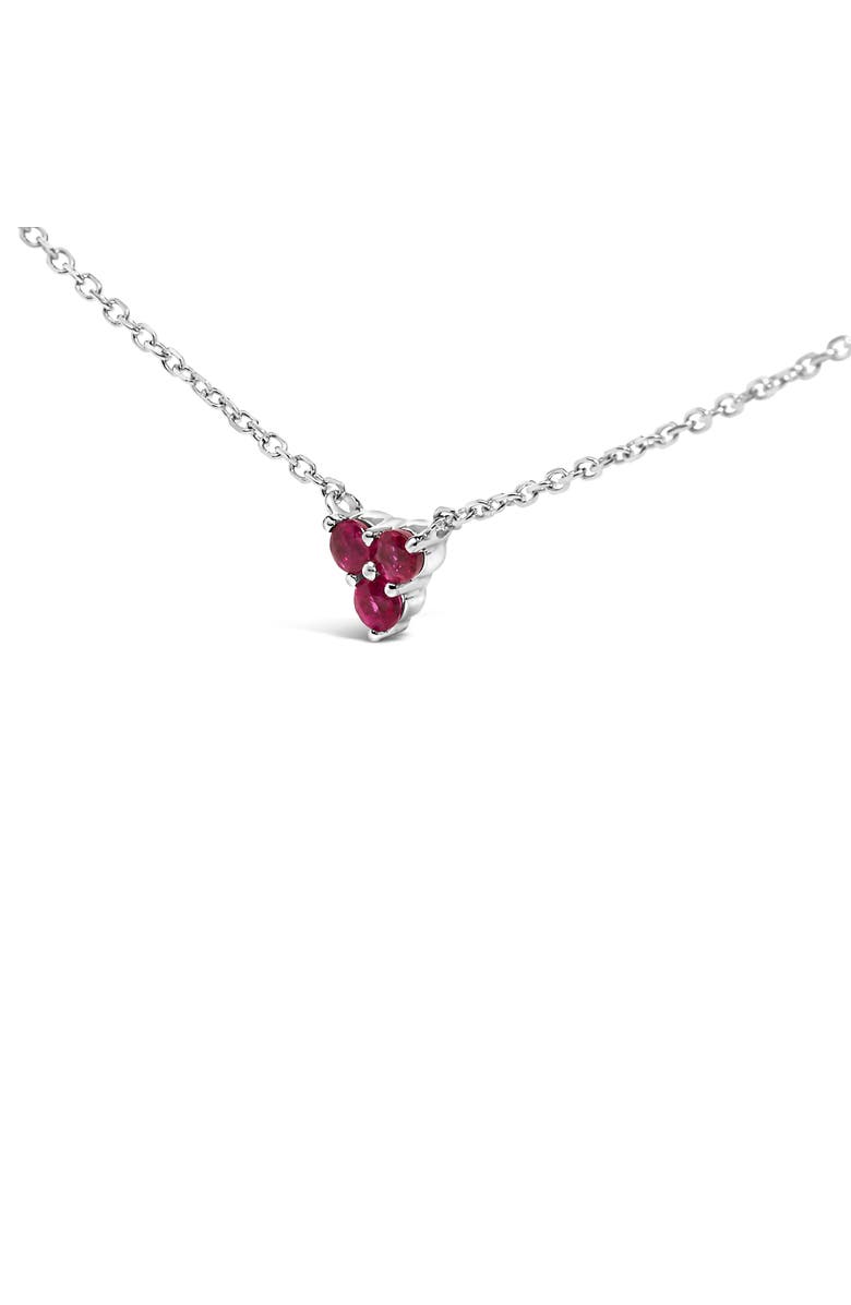 Haus of Brilliance 14K White Gold 1/5 Cttw Diamond and Ruby Tri Station Necklace, Alternate, color, White Gold