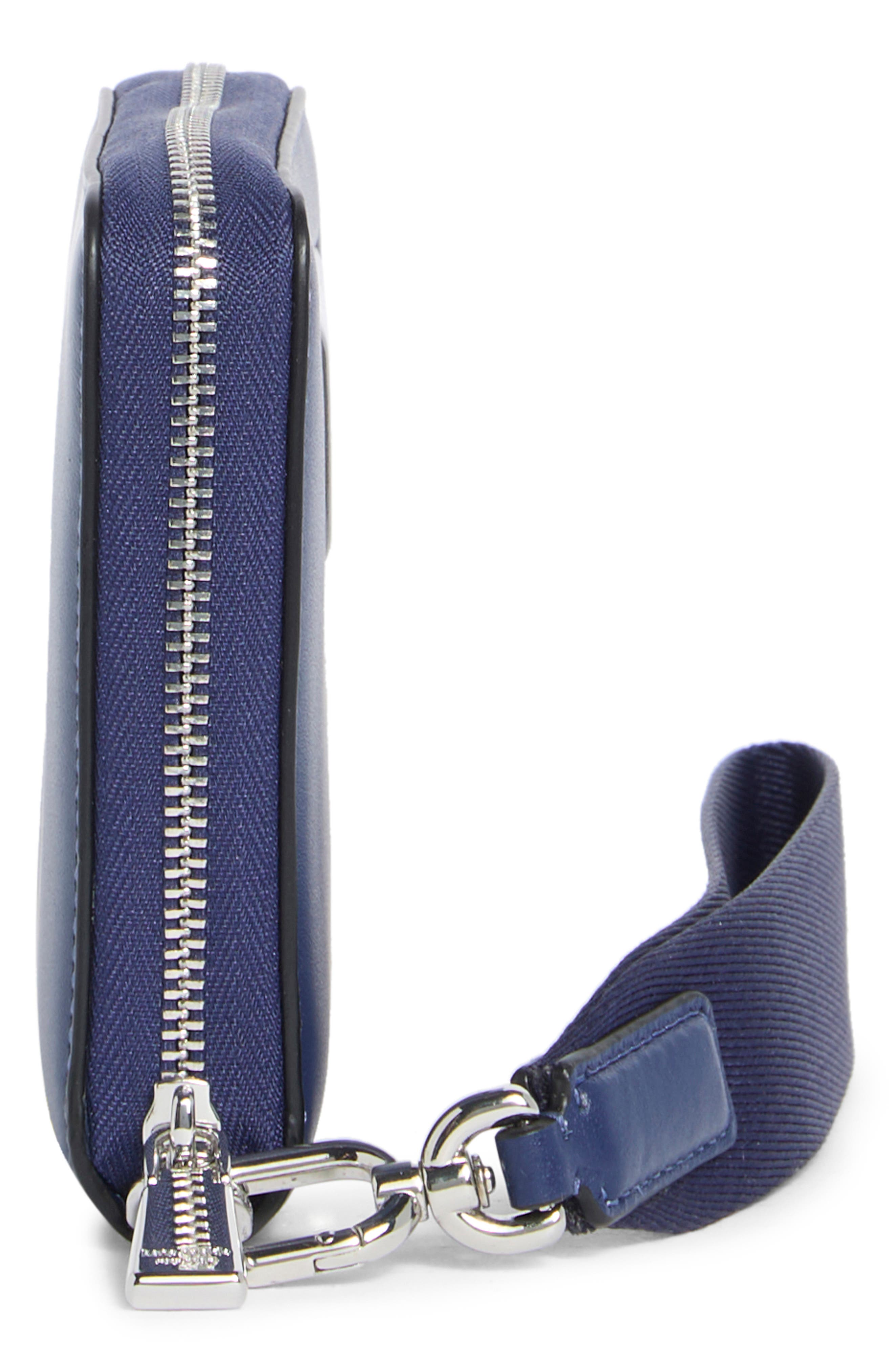 Small Leather Wristlet, Alternate, color, DEEP LAKE
