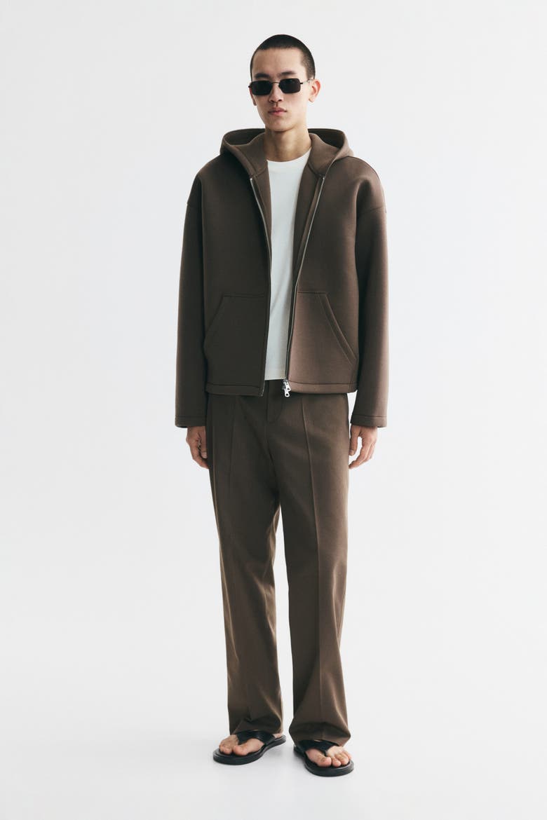 Oversized Scuba Knit Hooded Jacket, Alternate, color, Dark taupe