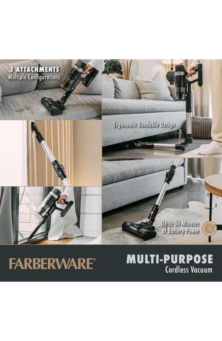 FARBERWARE Cordless Platinum Stick Vacuum Cleaner, Alternate, color, Black