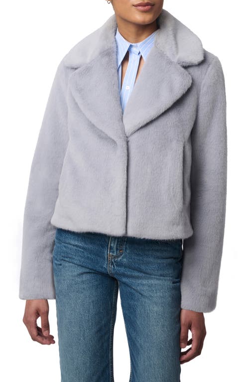 Bernardo Short Faux Fur Coat in Dusty Blue 